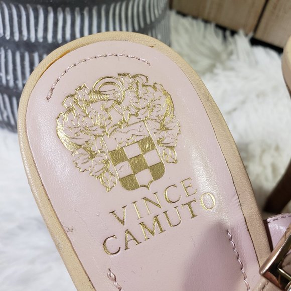VINCE CAMUTO Women's Size 9.5 Wide Beige Ankle Strap, Open Toe Heels - Picture 9 of 14